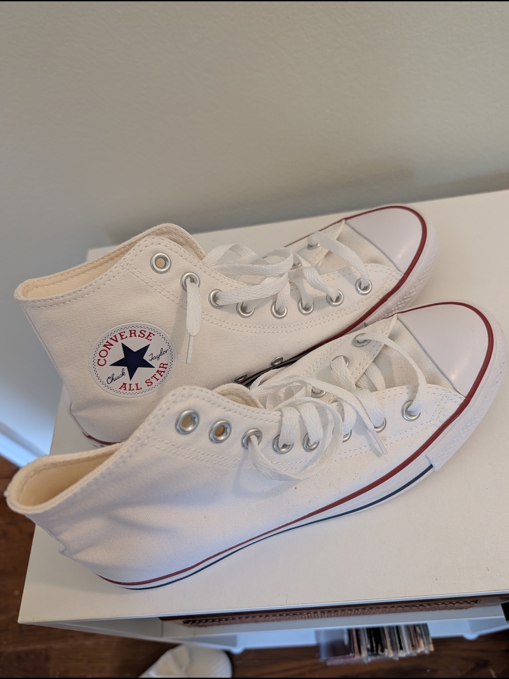 Converse Women's or Men's White High Top Chuck Taylor All Star Sneakers - Picture 3 of 5